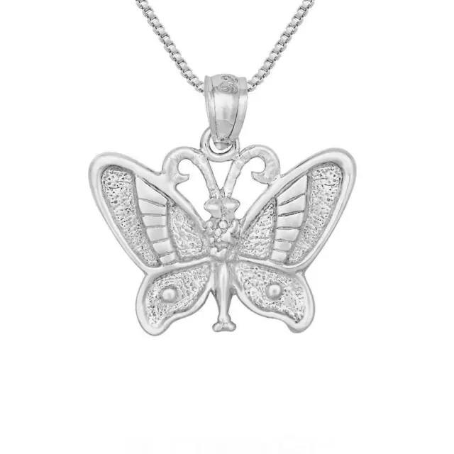 Plata de Ley Colgante de Mariposa / Charm, Hecho En Eeuu , Italiano Cadena Caja