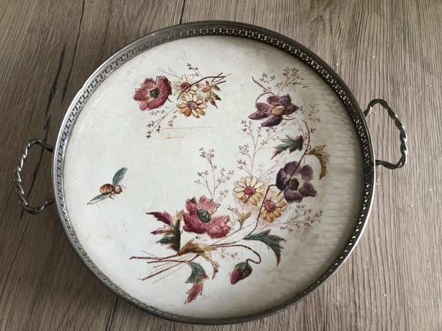 PLATEAU EN MÉTAL Argenté XX Siècle. Très bon état EUR 39,00
