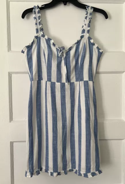 Forever 21 Medium Blue White Striped Dress Summer Tank Lightweight