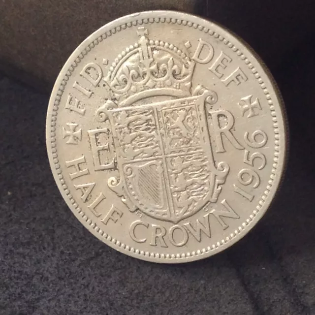 1956 Elizabeth 2nd half-crown, 2/6, high grade coin. Free uk P&P