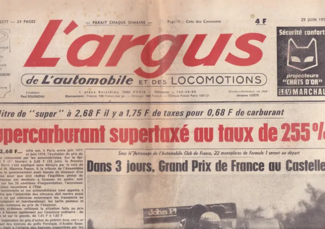 L'argus N°2577 Gp France Au Castellet / Caravanes Laverda / 24H Du Mans