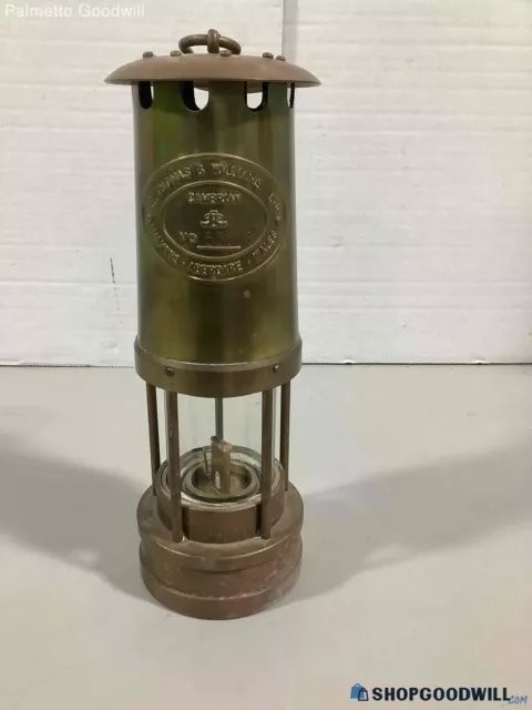 Vintage Brass Miners Lamp- E.Thomas & Williams LTD-#53016 Made in Wales
