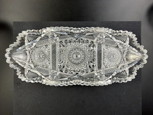Antique ABP American Brilliant Cut Glass 11 1/2" Celery Dish