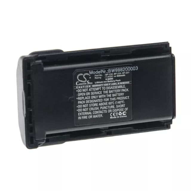 Akku für Icom BP-232WP BP-232H BP-232N Funkgerät 940mAh