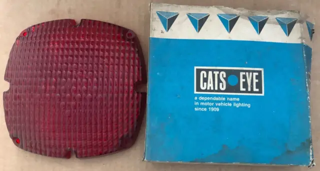 #1 Vintage CATS-EYE Ruby Red Plastic Car Lens Light Cover w/ Box #9382