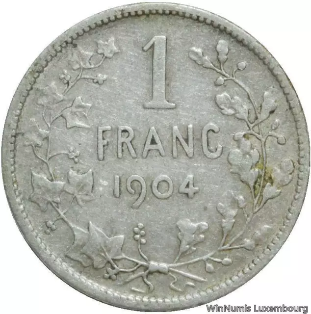 W0126 Belgique 1 Franc Léopold II type Vinçotte 1904 Légende FR Argent