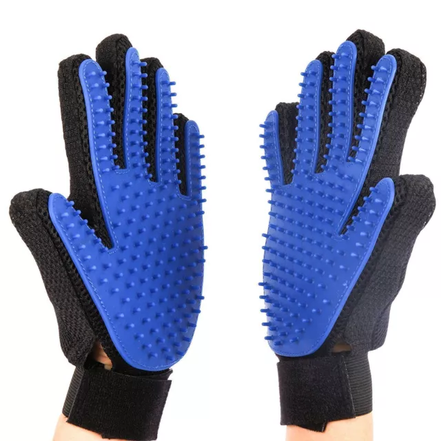 Pet Grooming Gloves Brush Dog Cat Hair Remover Mitt Massage Deshedding 1 Pair US