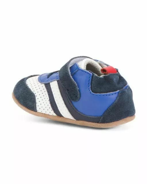 Robeez Leather Crib Shoes 3 to 6 Months Navy Blue Everyday Ethan Sneakers New 3