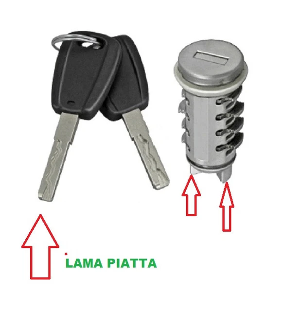 Cilindro Serratura Con 2 Chiavi Per Fiat Panda, Doblo, Punto - Ricambio Porta Esterna | Compatibile 2003-2012 - Foto 2