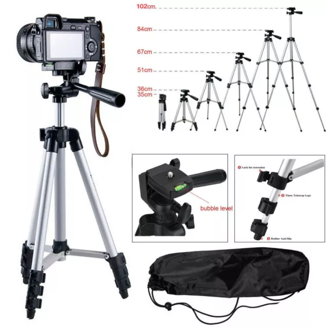 Universal Camera Tripod Stand Holder Mount for iPhone Samsung Cell Phone w/ Bag