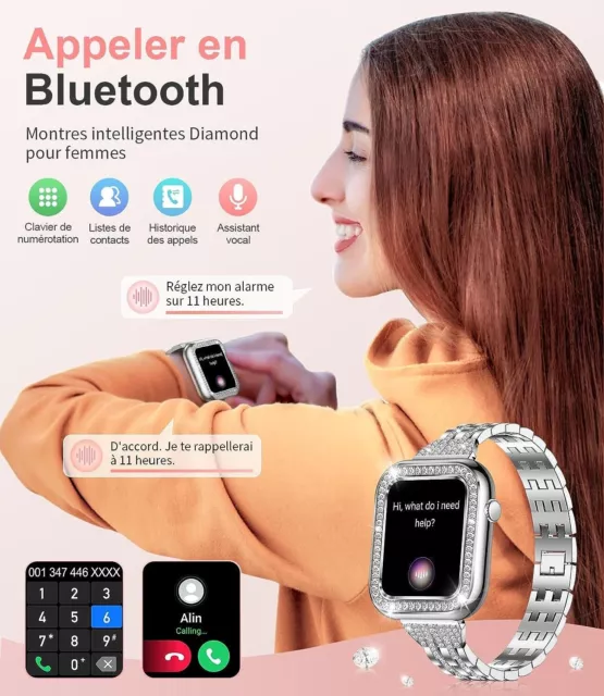 SUNKTA Montre Connectée Femme avec Appel Bluetooth,1.57" HD Montre Connectée ave 2