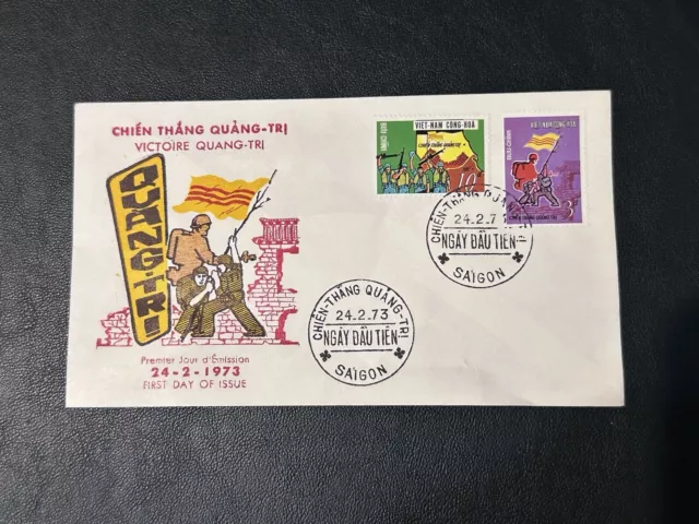 1973 Vietnam del Sud FDC QUANG TRI VICTORY SAIGON FRANCOBOLLO