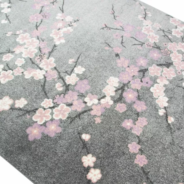 Tapis designer salon tapis motif floral rose gris 2