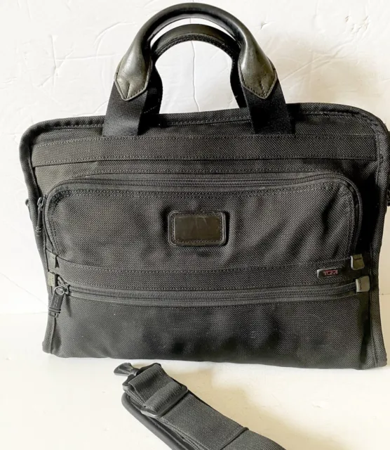 Tumi Alpha Slim Deluxe Portfolio Black Briefcase Nylon Blk 26101Dh Bag