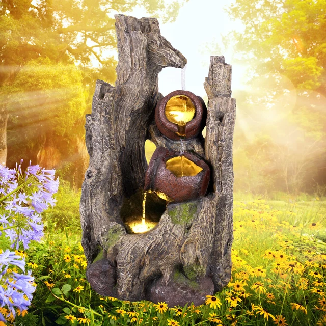 GARTENBRUNNEN SPRING BRUNNEN Kaskadenbrunnen Zier Set Wasser Garten Mit