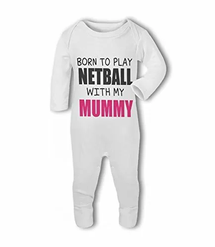 Born to Play Netball with my Mummy - Baby Romper Suit by BWW Print Ltd