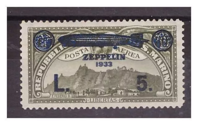 San Marino 1933 -   Posta Aerea Zeppelin  Lire 5   Nuovo  *  Mh