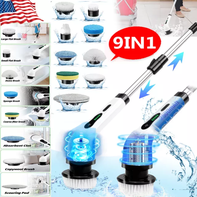 Electric Scrubtastic Rechargeable Cordless Spin Scrubber 9 Heads Cleaning Mop