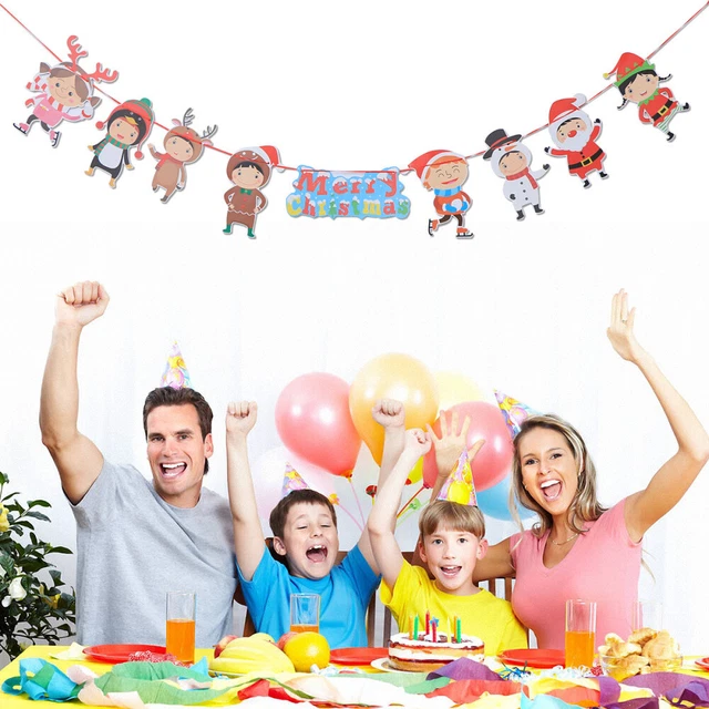 Bunte Papier Frohe Weihnachten Brief Muster Bunting Banner Fahnen XMAS Baum Tür