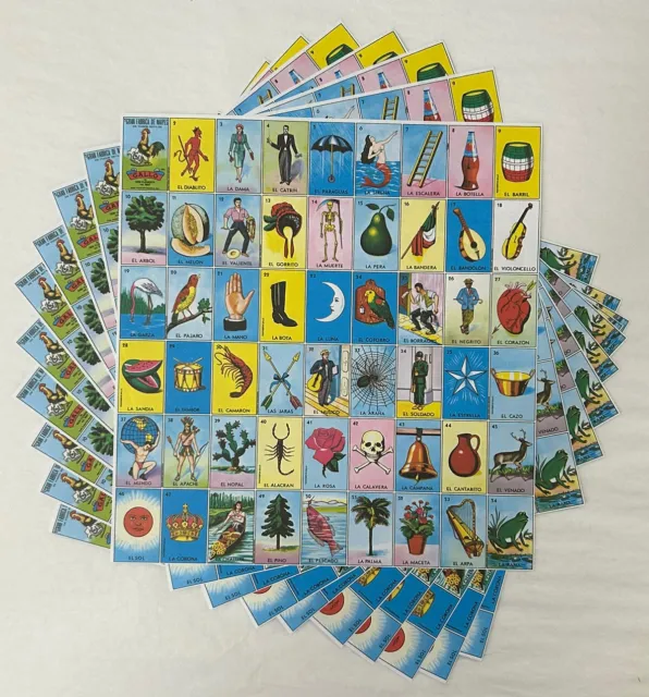 New DON CLEMENTE Mexican Loteria Bingo 10-Pack Paper Sheets