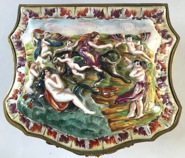 Barock Porzellan Dose gekröntes N Capodimonte Neapel od Doccia Florenz Italien? 3