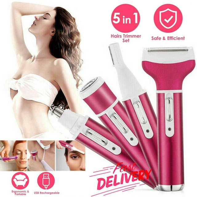 5 in 1 elektrischer Damenrasierer Haararm Bein Bikini Gesichtsentferner Dame Rasierschneider