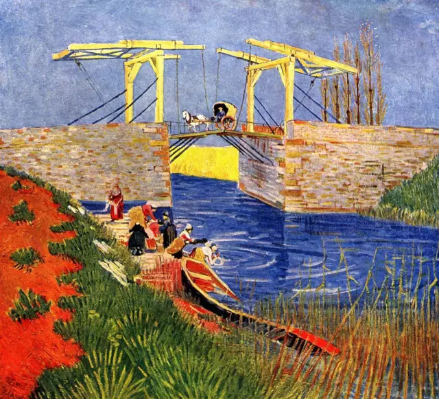 El Langlois Puente En Arles Con Mujer Lavado 102x127cm Lona