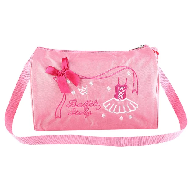 (Pink)Girl Kids Dance Ballet Swim Bag Backpack Embroidered Tote