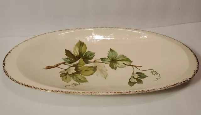 Vintage Edwin M Knowles china XL oval serving platter grapevine USA 14" RARE HTF 3