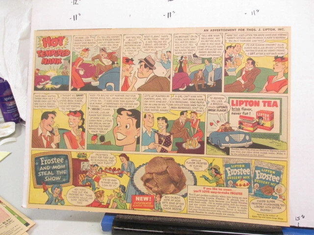 newspaper ad 1951 LIPTON Tea comic Frostee ice cream dessert mix Hot Temper Hank