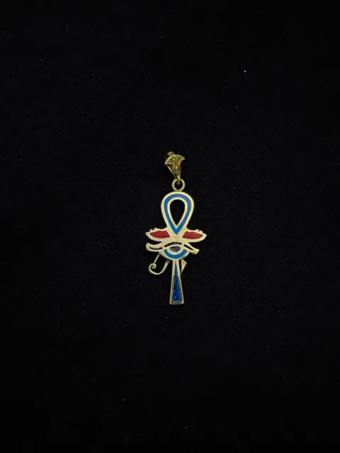 Egyptian Handmade Ankh Cross Key of Life, Eye of Horus charm, Made in Egypt.