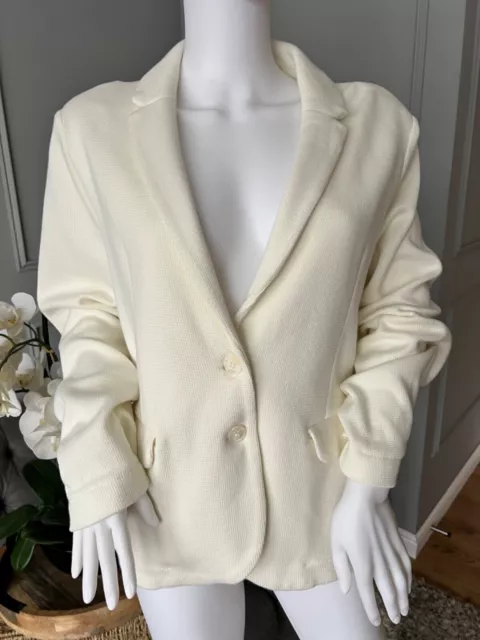 Whistles Women's Blazer UK 16 Cream 100% Cotton Overcoat Jacket