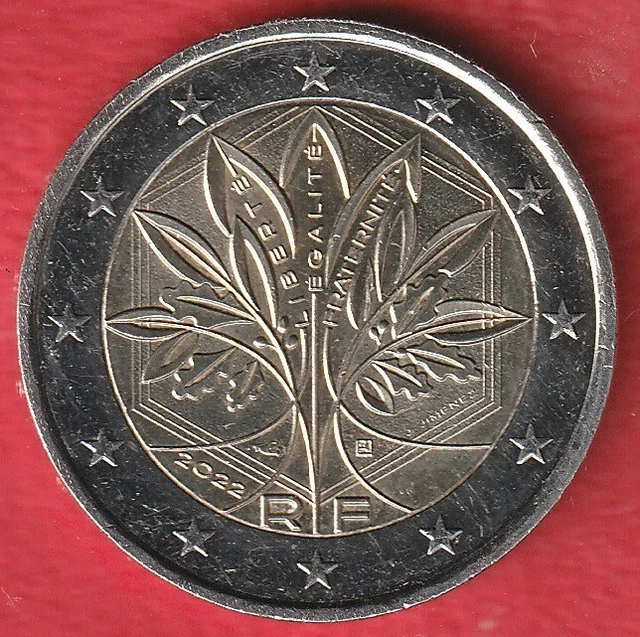 Pièce 2 Euros Rare France 2022 – Arbre De La Vie – RF Liberté Egalité Fraternité