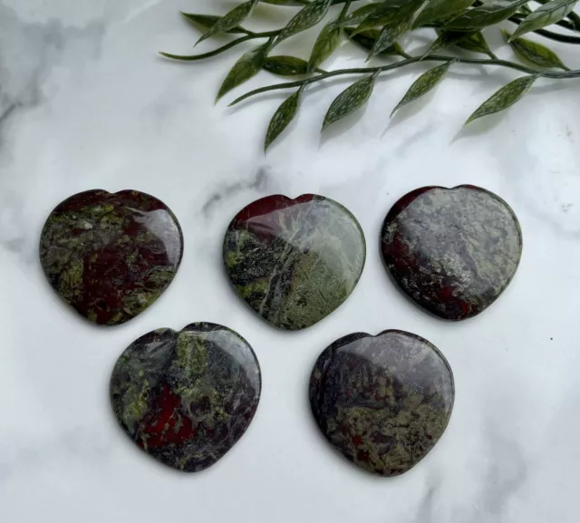 Dragon Blood Jasper Worry Stone Heart Crystal Gemstone Chakra Heal Grounding