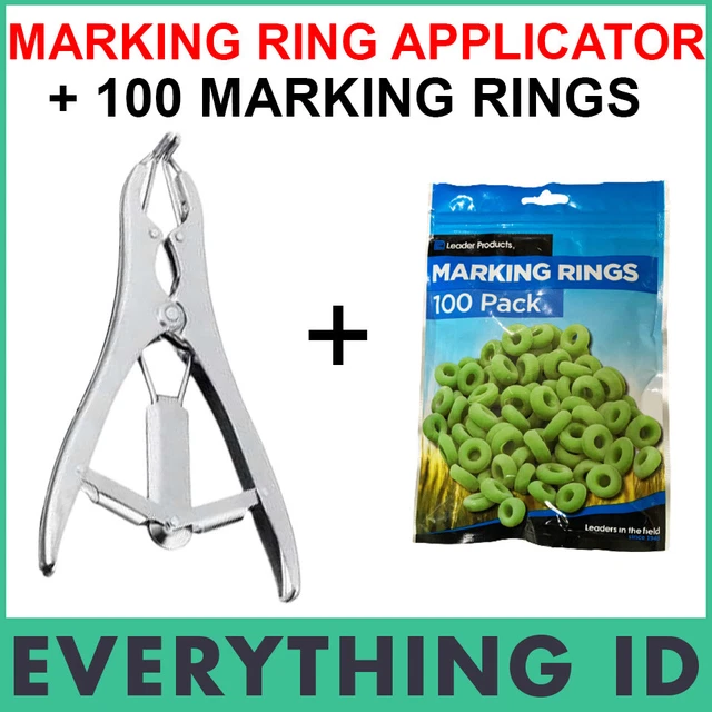 SHEEP LAMB CASTRATION Applicator Bander + 100 Leader Marking Green Tail ...