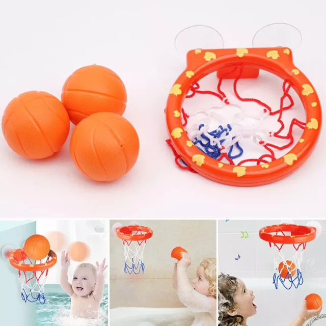Kids Bath Toy Suction Basketball Cups Hoop+3 Balls Set Baby Play Water Game Toy
