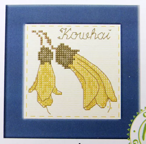 New Zealand yellow Kowhai flowers - Semco counted cross-stitch card kit