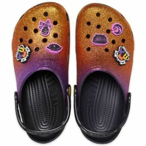 NWT Disney Hocus Pocus Glitter Clogs Adults by Crocs with Jibbitz Buttons 5M/7W