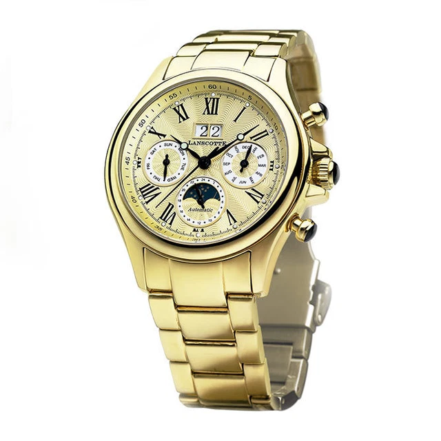 RELOJ LANSCOTTE astronomy automatico oro (en caja original) 1 año