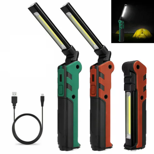 Rechargeable COB LED Work Light Magnetic Flashlight Torch Foldable Lamp Light UK