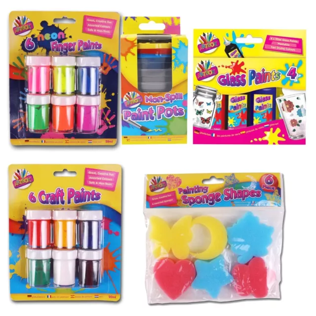 PAINT SETS Kids Craft/Art Glass Finger Neon Assorted Colours School Stationary