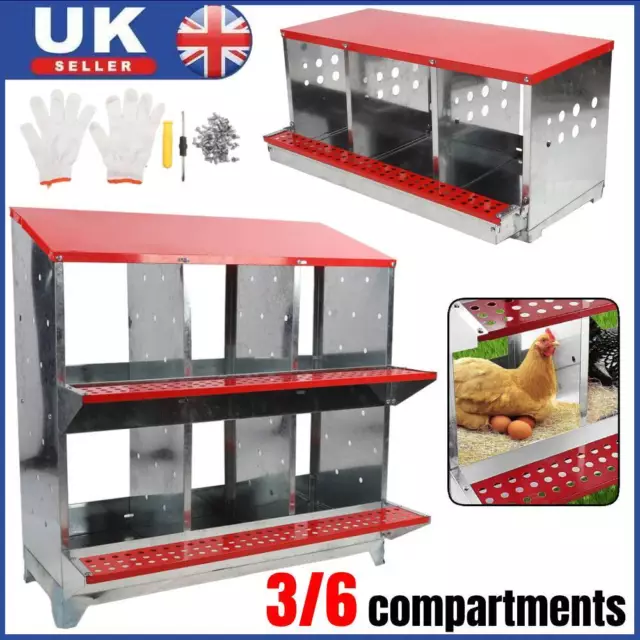 3/6 Compartments Poultry Nest Box Chicken Egg Laying Coop for Farm Husbandry
