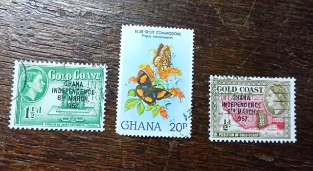 Ghana stamps timbre Briefmarken 1957 Mi:GH5 Mi:GH7 1982 Mi:GH928