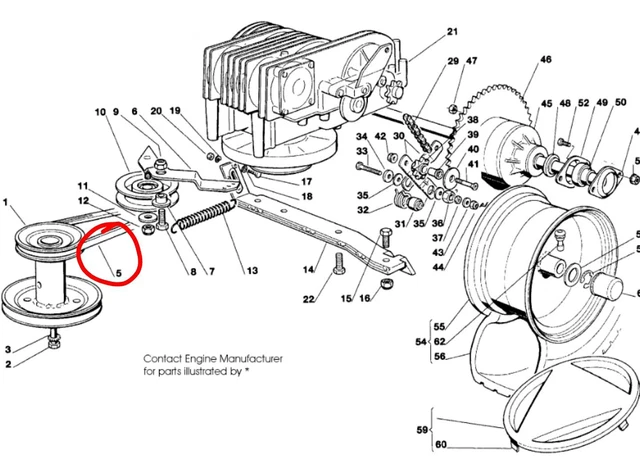 Courroie pour tondeuse autoportée Honda 80480-VK1-003, CG35062811H0