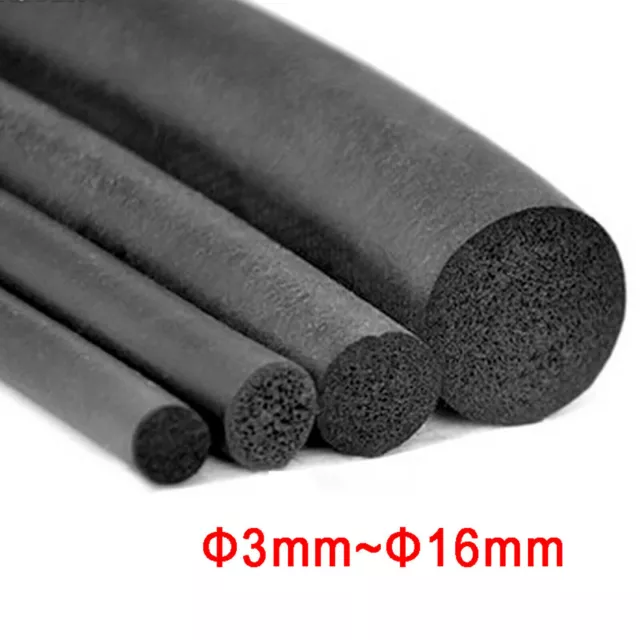 Φ3mm~Φ16mm Black EPDM Rubber Foam Sealing Strip Round Bar For Cabinet Door Seal
