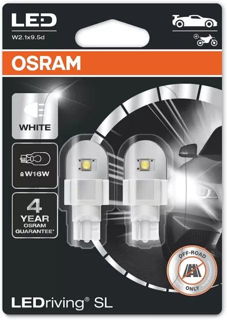 OSRAM W16W T16 LED LEDriving Premium SL 6000K Cool White Bulbs 921DWP-02B  £19.60 - PicClick UK