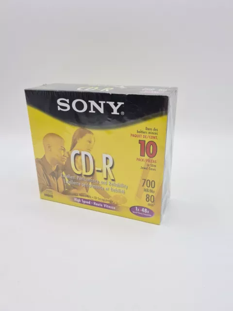 10 Pack SONY CD-R 10CD80L3 700MB/Mo 1x-48x CD-R 80min Blank CDs Brand New Sealed
