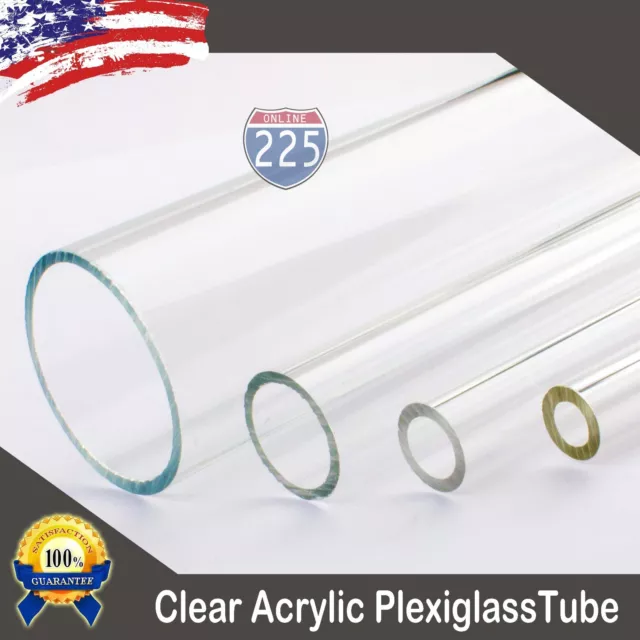 3/8" 1/2" 3/4" 1 3/8" Diameter 24" Long Clear Acrylic Plexiglass Lucite Tube LOT