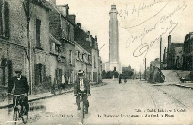 Carte CALAIS Le Boulevard International Au fond le Phare