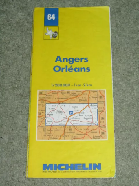 France: Michelin map 64 Angers & Orleans scale 1:200,000. 1986 edition